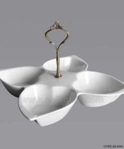 اردوخوری سرامیکی قلب دوتایی با دسته فلزی