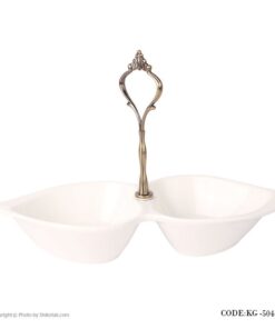 اردوخوری سرامیکی قلب دوتایی با دسته فلزی