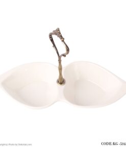 اردوخوری سرامیکی قلب دوتایی با دسته فلزی