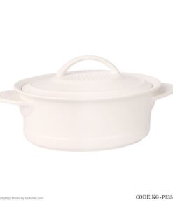 سوپ خوری سرامیکی سفید بیضی درب دار