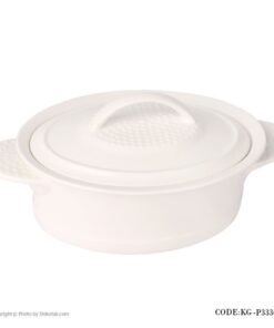 سوپ خوری سرامیکی سفید بیضی درب دار