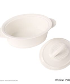 سوپ خوری سرامیکی سفید بیضی درب دار