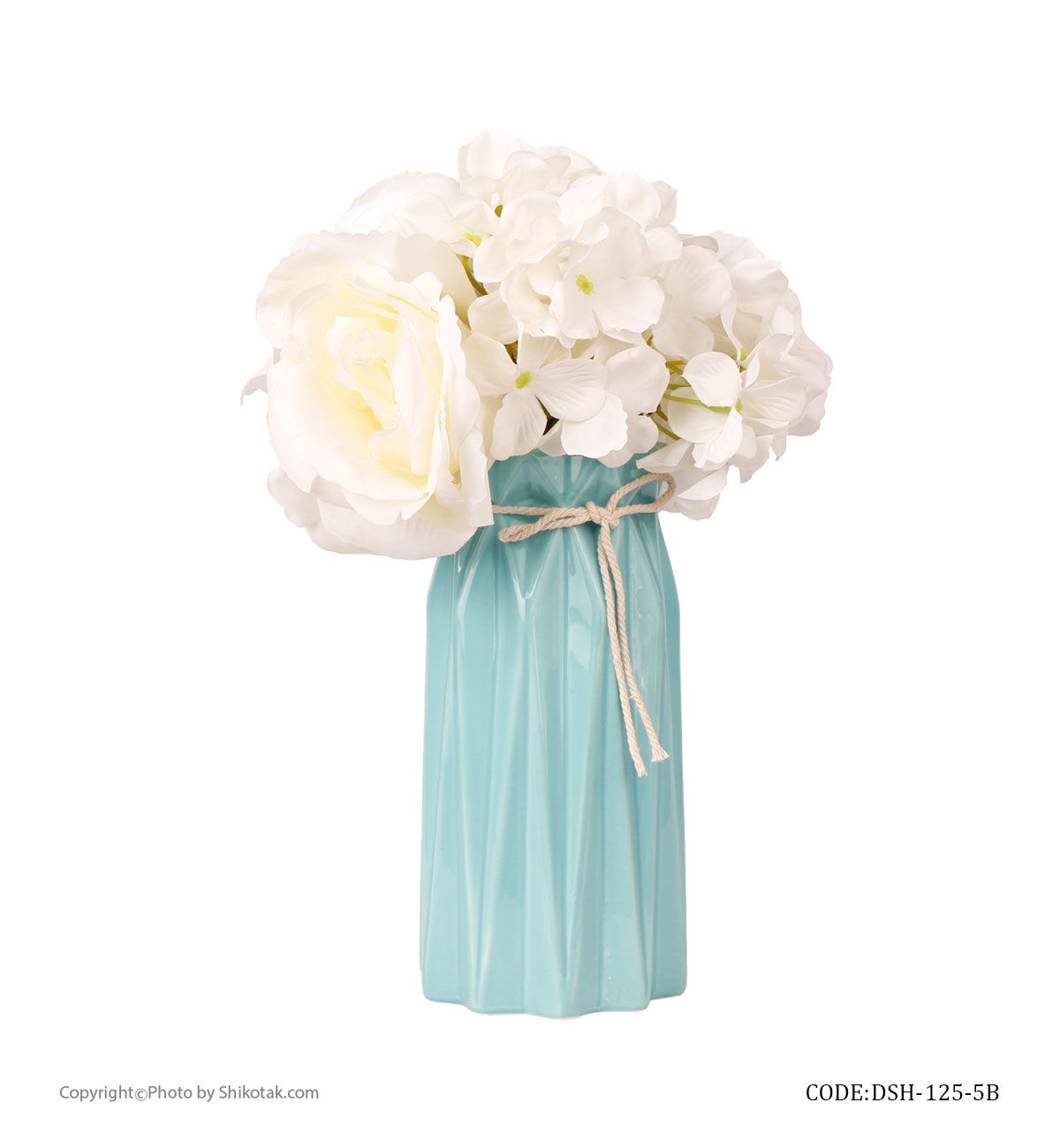 گلدان گل سرامیکی فانتزی بلند آبی