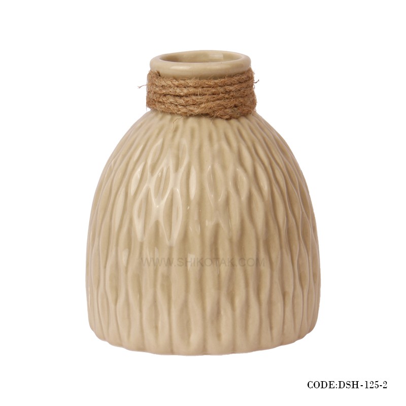 گلدان آبی سرامیکی طرحدار لبه کنفی