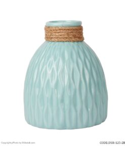 گلدان آبی سرامیکی طرحدار لبه کنفی