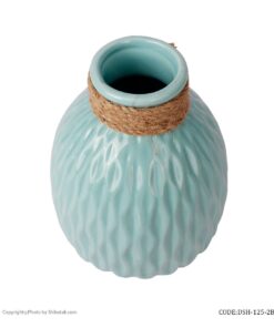 گلدان آبی سرامیکی طرحدار لبه کنفی