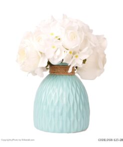 گلدان آبی سرامیکی طرحدار لبه کنفی