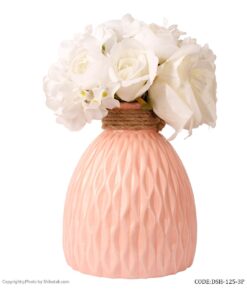 گلدان صورتی سرامیکی پهن لبه کنفی