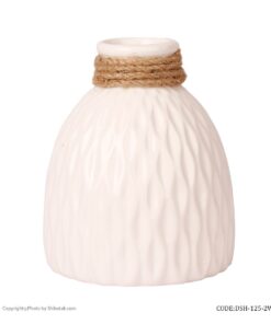 گلدان سرامیکی سفید پهن لبه کنفی