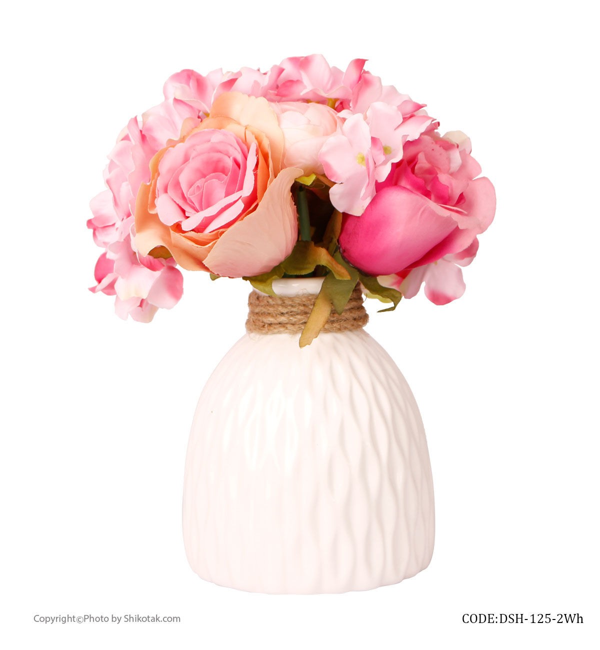 گلدان سرامیکی سفید پهن لبه کنفی