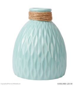 گلدان طرحدار سرامیکی آبی لبه کنفی