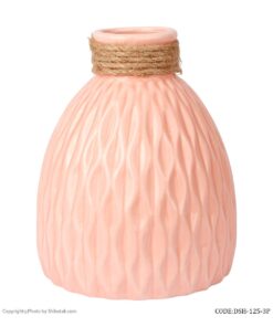 گلدان صورتی سرامیکی طرحدار پهن