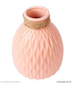 گلدان صورتی سرامیکی طرحدار پهن