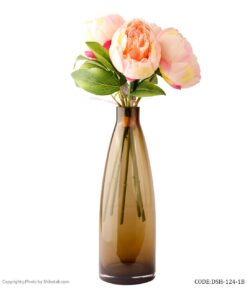 گلدان شیشه ای رومیزی طرح بطری بژ