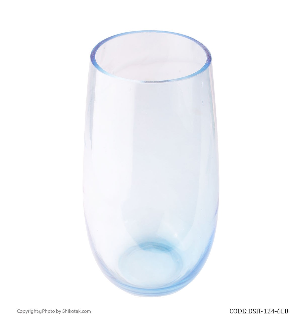 گلدان شیشه ای رومیزی پافیلی آبی رنگ