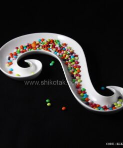 ظرف اردو خوری سفید سرامیکی طرح حلزونی مارپیچ