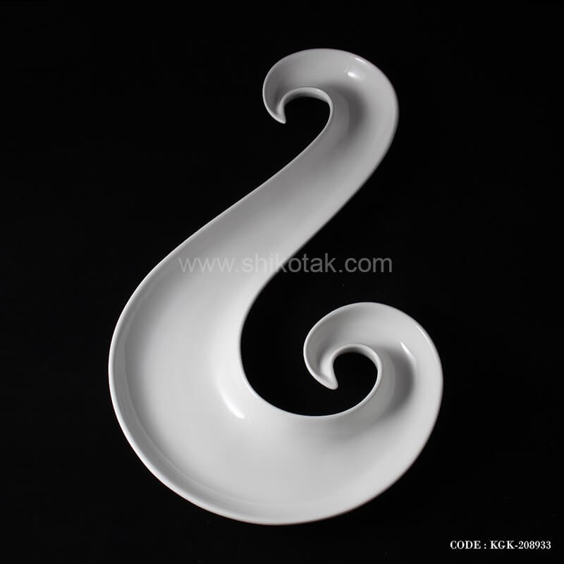 ظرف اردو خوری سفید سرامیکی طرح حلزونی مارپیچ