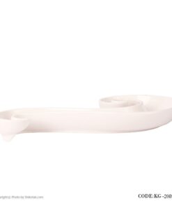 ظرف اردو خوری سفید سرامیکی طرح حلزونی مارپیچ