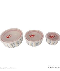 ظروف سه تکه چینی داخل یخچال طرح آبی و زرد