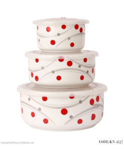 ظروف سه تکه یخچالی چینی طرح خال قرمز