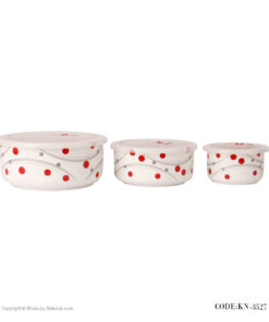 ظروف سه تکه یخچالی چینی طرح خال قرمز