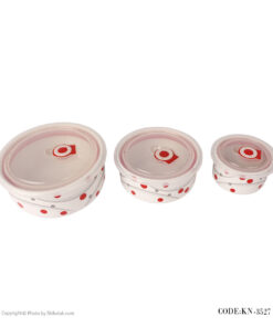 ظروف سه تکه یخچالی چینی طرح خال قرمز