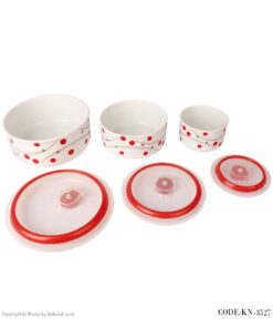 ظروف سه تکه یخچالی چینی طرح خال قرمز