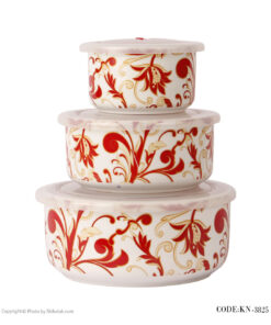 ظروف درب دار سه تکه چینی طرح لاله سرخ