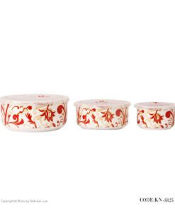 ظروف درب دار سه تکه چینی طرح لاله سرخ