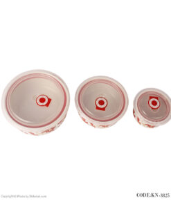 ظروف درب دار سه تکه چینی طرح لاله سرخ