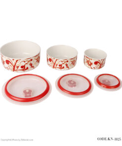 ظروف درب دار سه تکه چینی طرح لاله سرخ