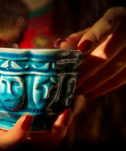 پیاله سرامیکی صورت دار فیروزه ای