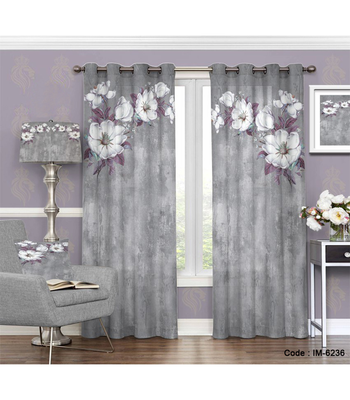 پرده اتاق خواب دو تکه طرح شکوفه