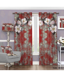 پرده آبرنگی دو تکه طرح گل نسترن