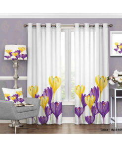 پرده اتاق خواب دو تکه طرح لاله رنگی