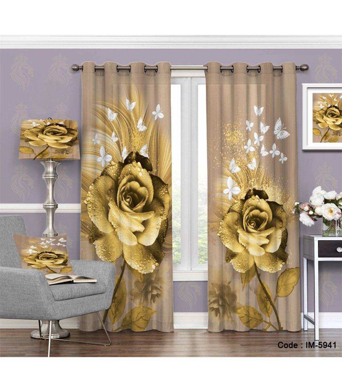 پرده پذیرایی طرح رز طلایی