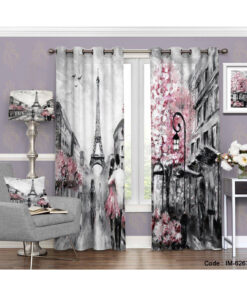 پرده پانچی دو تکه طرح پاریس