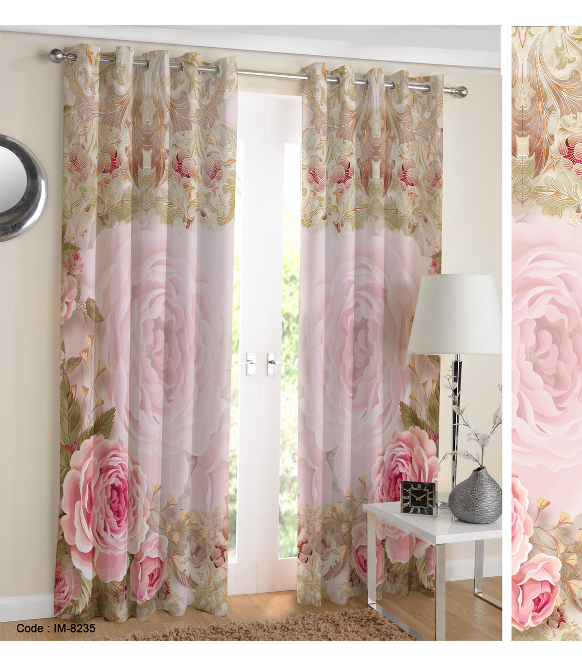 پرده اتاق خواب طرح رز انگلیسی