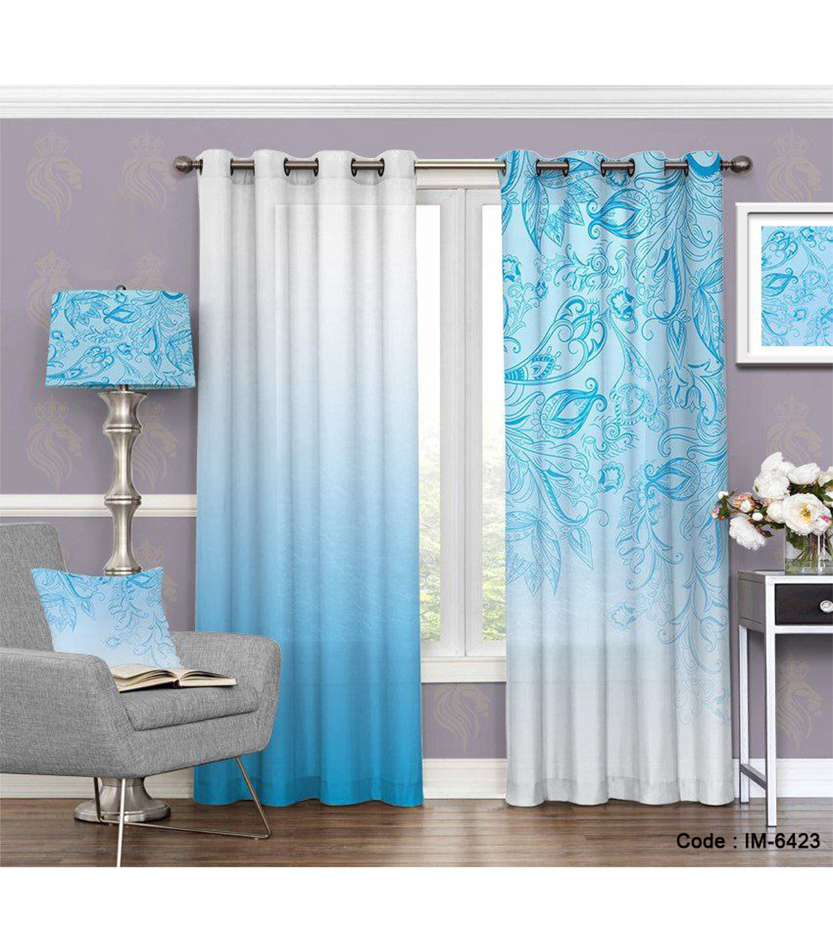 پرده ساده اتاق خواب طرح آبی دریایی