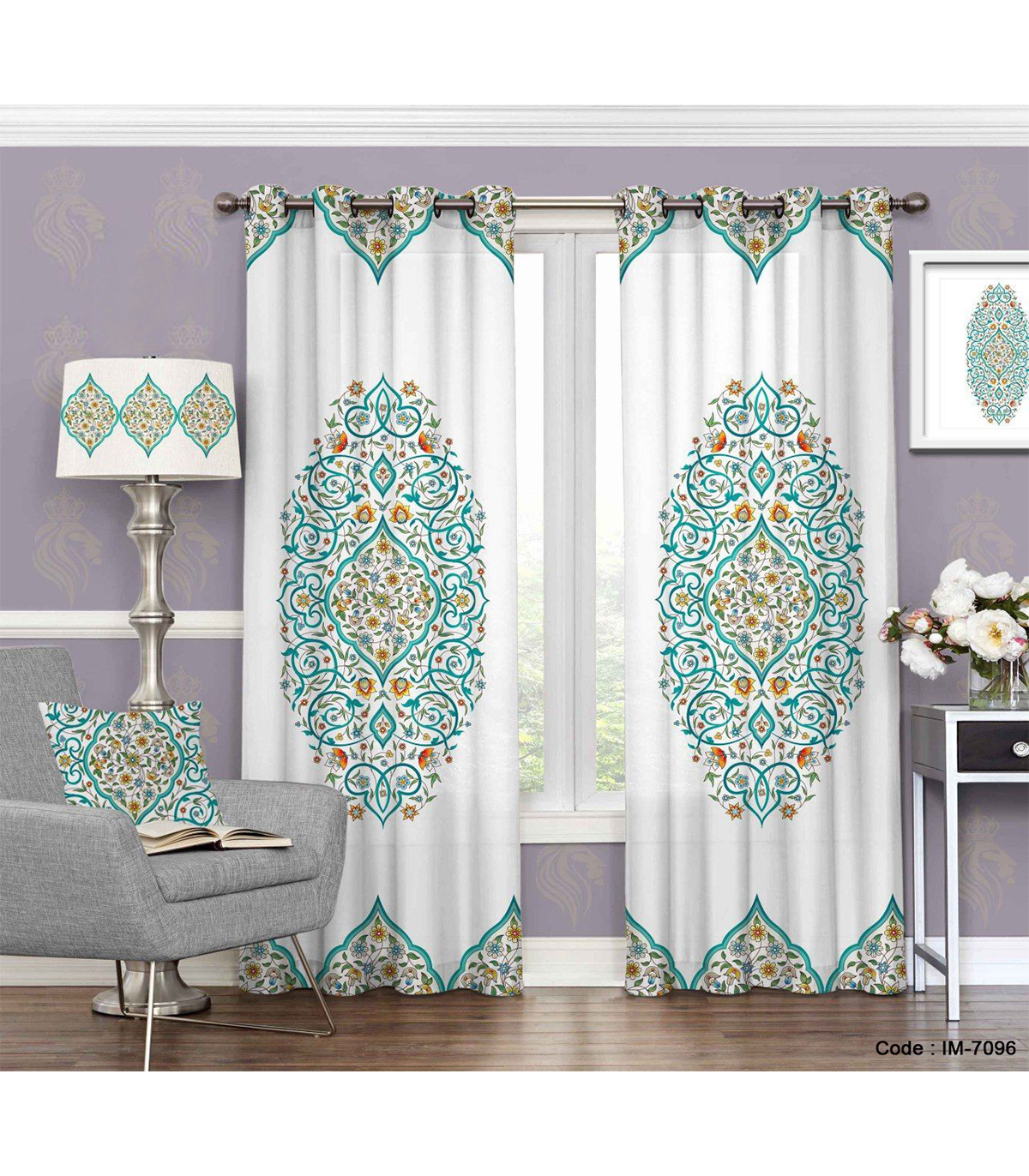 پرده اسلیمی اتاق خواب طرح شاه پسند