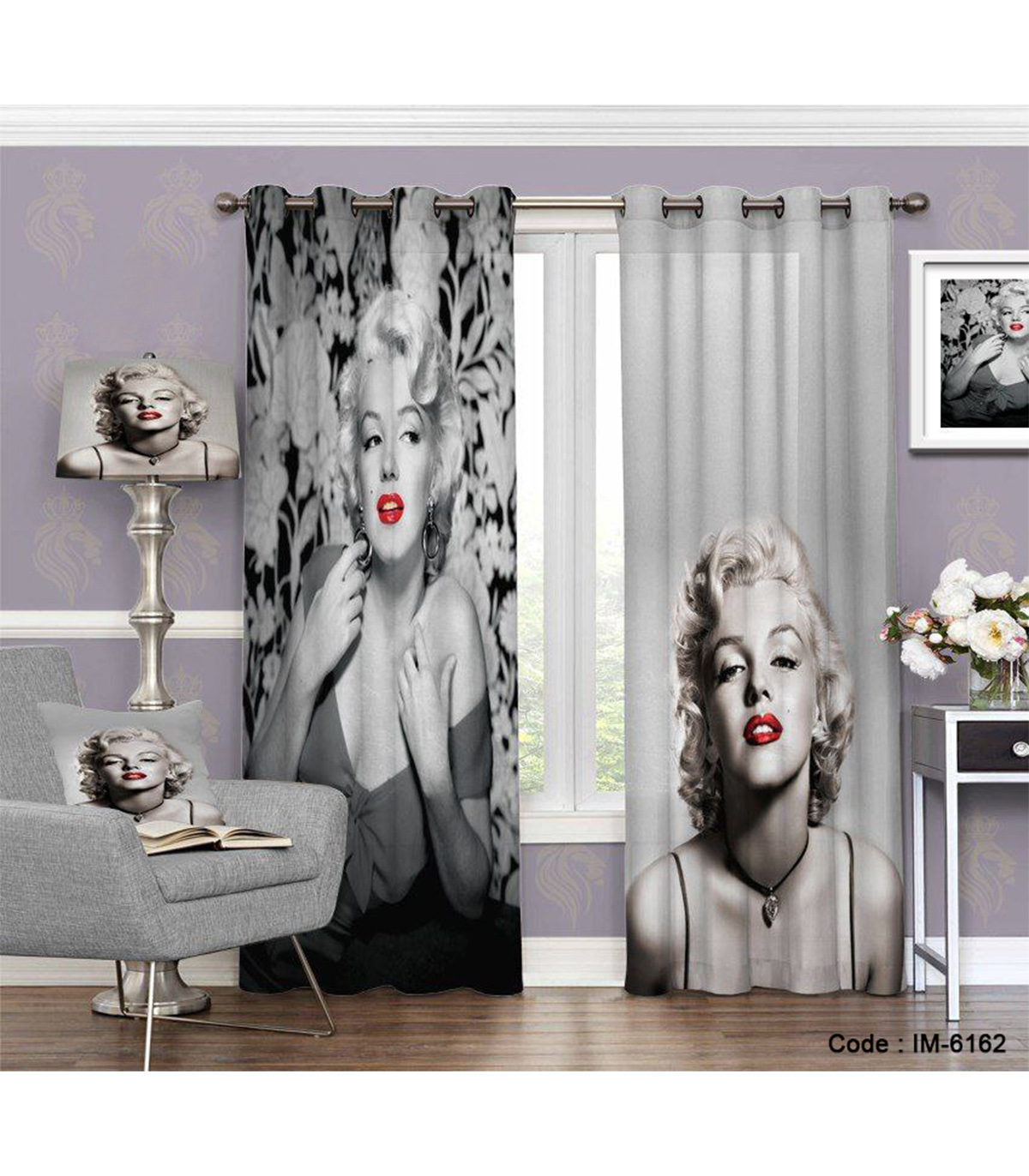 پرده اسپرت اتاق خواب طرح مرلین مونرو
