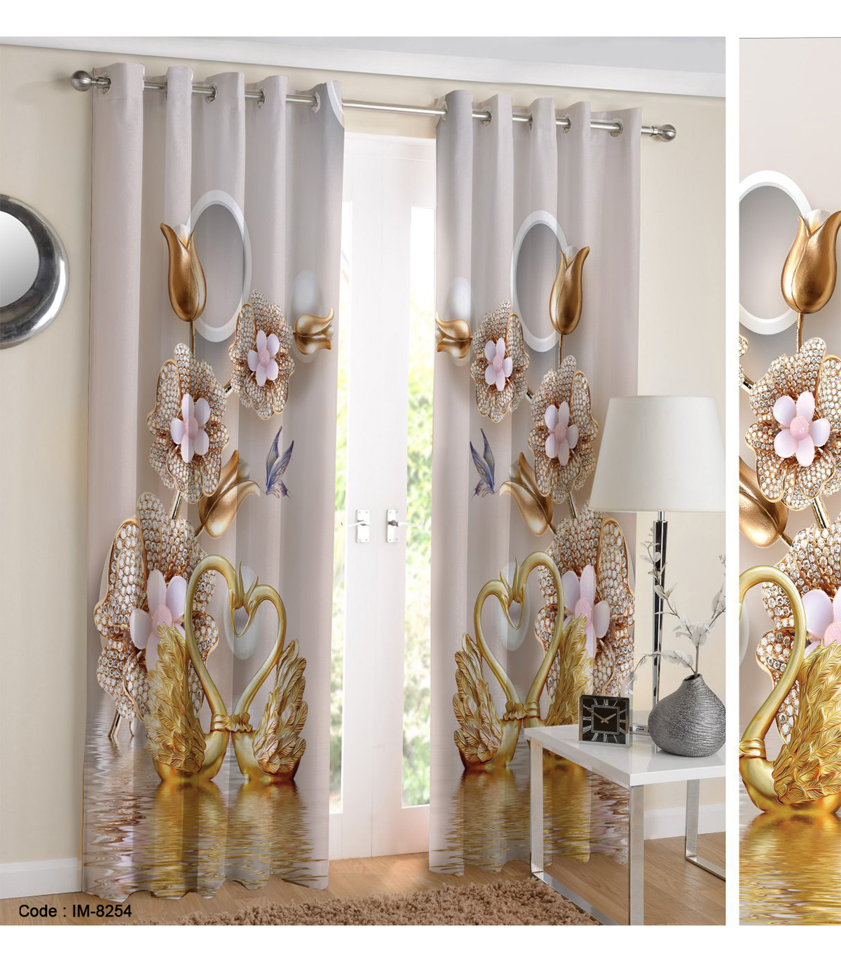 پرده خواب و پذیرایی طرح قو