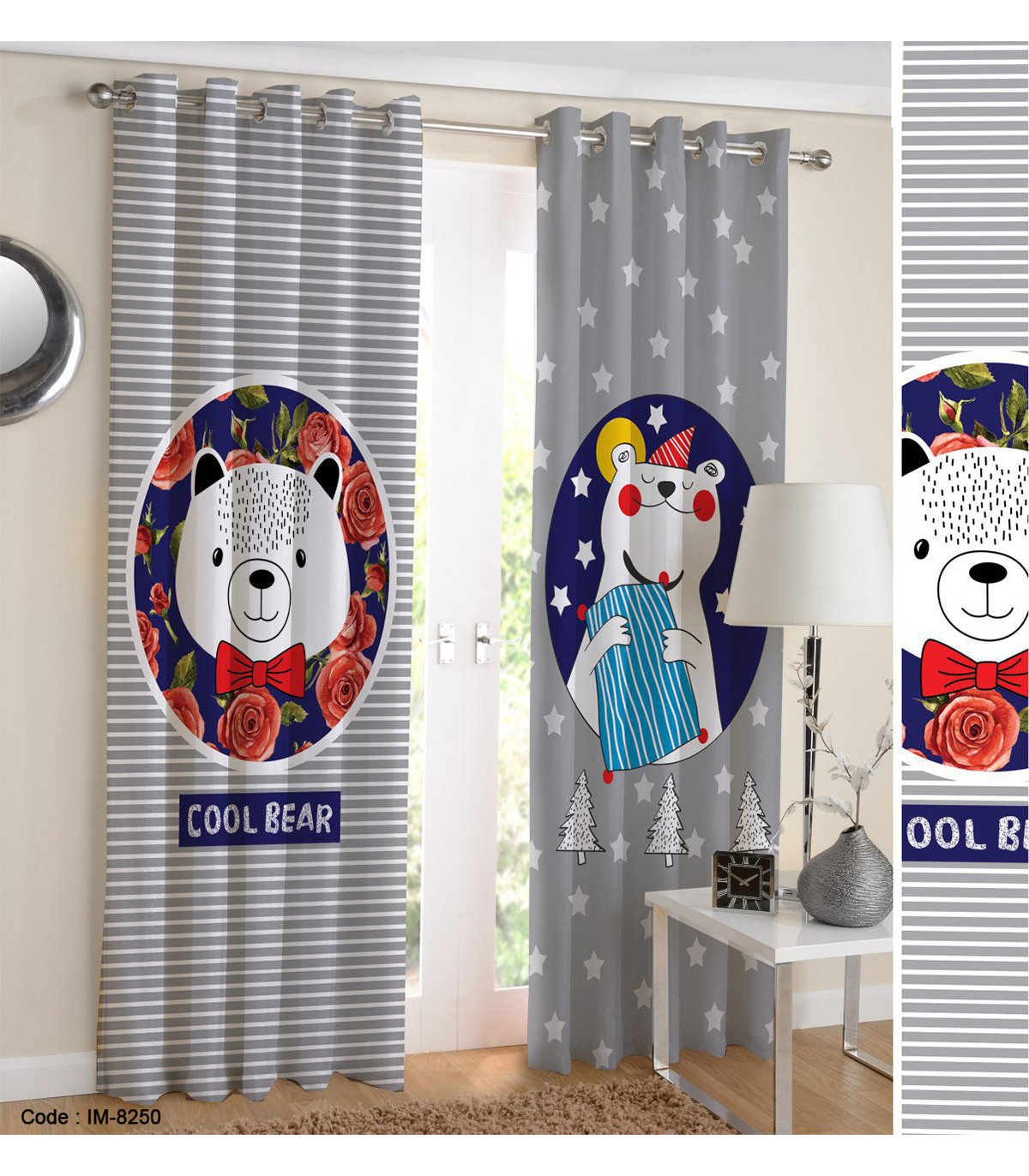 پرده پانچی کودکانه طرح cool bear