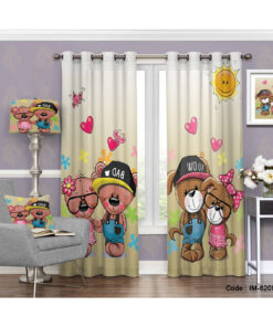 پرده کارتونی بچه گانه طرح خرس و خرگوش