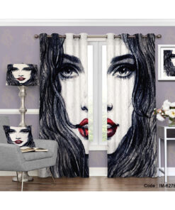 پرده طرح چهره سیاه قلم