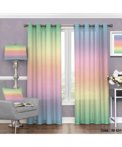 پرده پانچی خواب و پذیرایی ساده طرح رنگین کمان