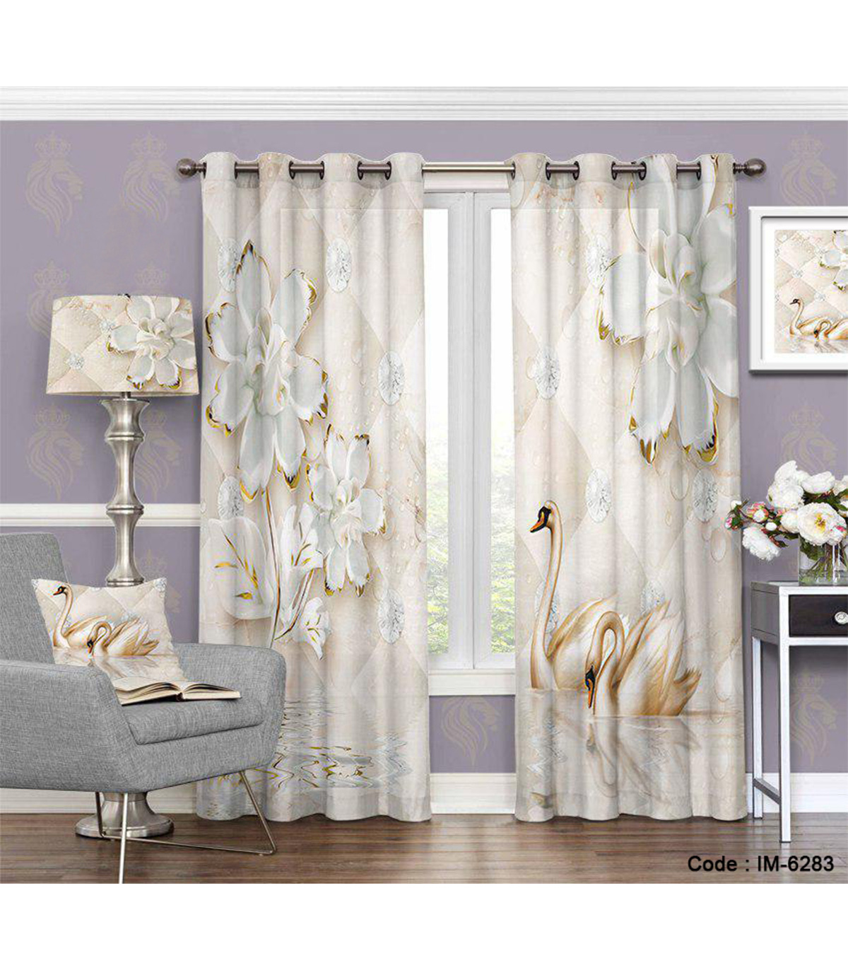 پرده پانچی سه بعدی طرح برکه طلایی