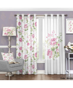 پرده اتاق خواب عروس طرح فلاور صورتی