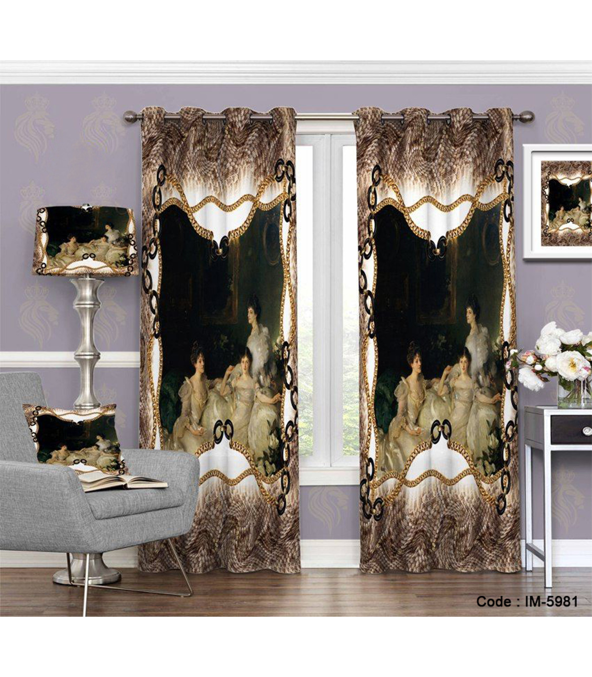 پرده پانچی دو تکه طرح سوفیا