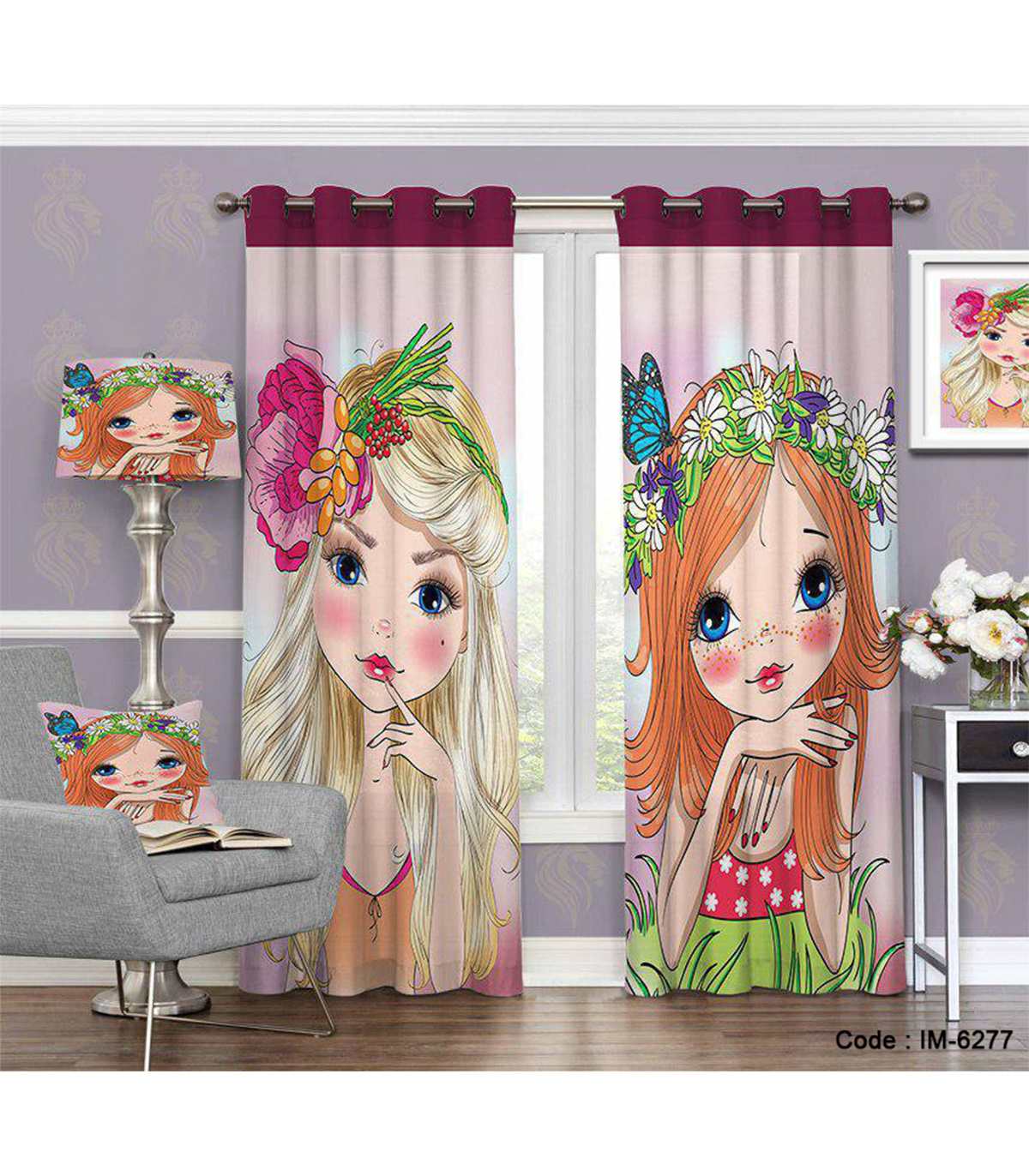 پرده دخترانه اتاق خواب طرح ساندرا